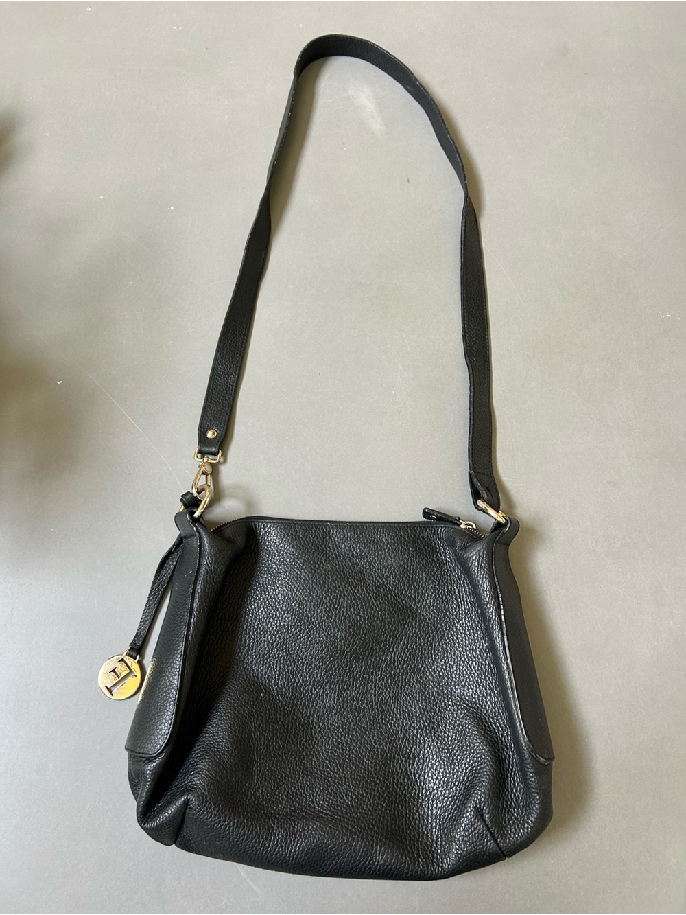 Furla Black Pebbled Leather Tote with Gold Logo - Picture 6 of 13